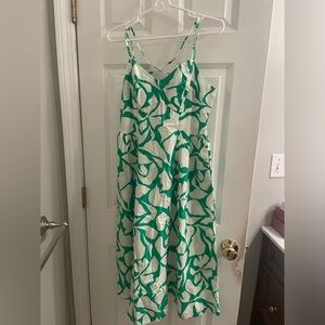 A New Day Green Floral Sleeveless Midi Dress Sweetheart Neckline